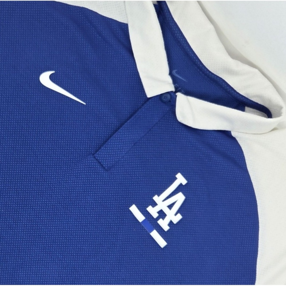 Los Angeles Dodgers Nike Dri-Fit Polo Shirt Men 2XL Blue and White